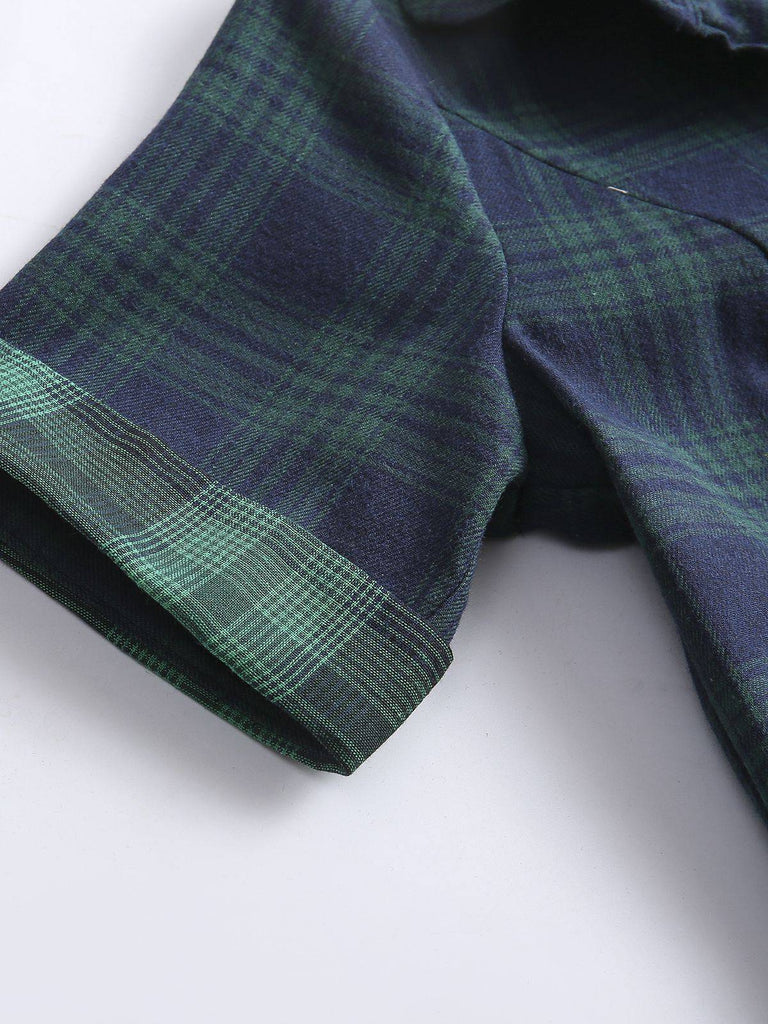 Abito a quadri con cintura e bottoni anni '50