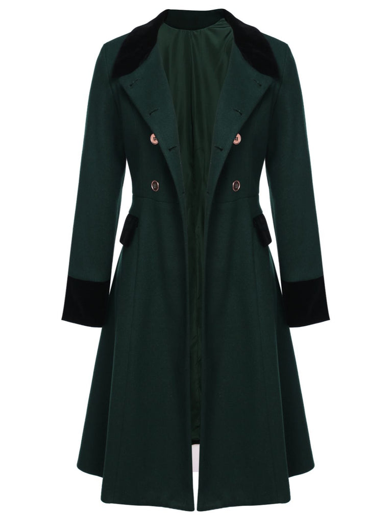 Cappotto con bottoni tinta unita verde scuro anni '50