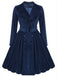 Cappotto lungo in velluto blu navy anni '50