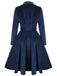 Cappotto lungo in velluto blu navy anni '50