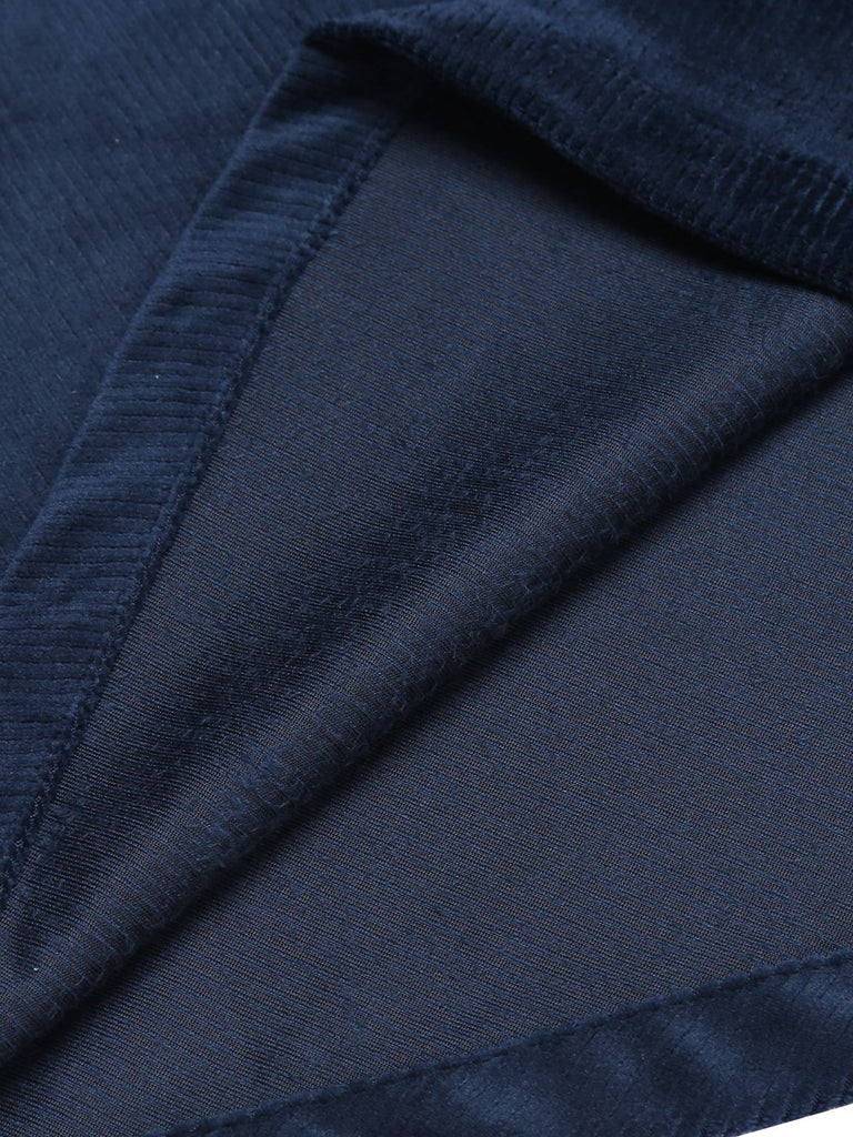 Cappotto lungo in velluto blu navy anni '50