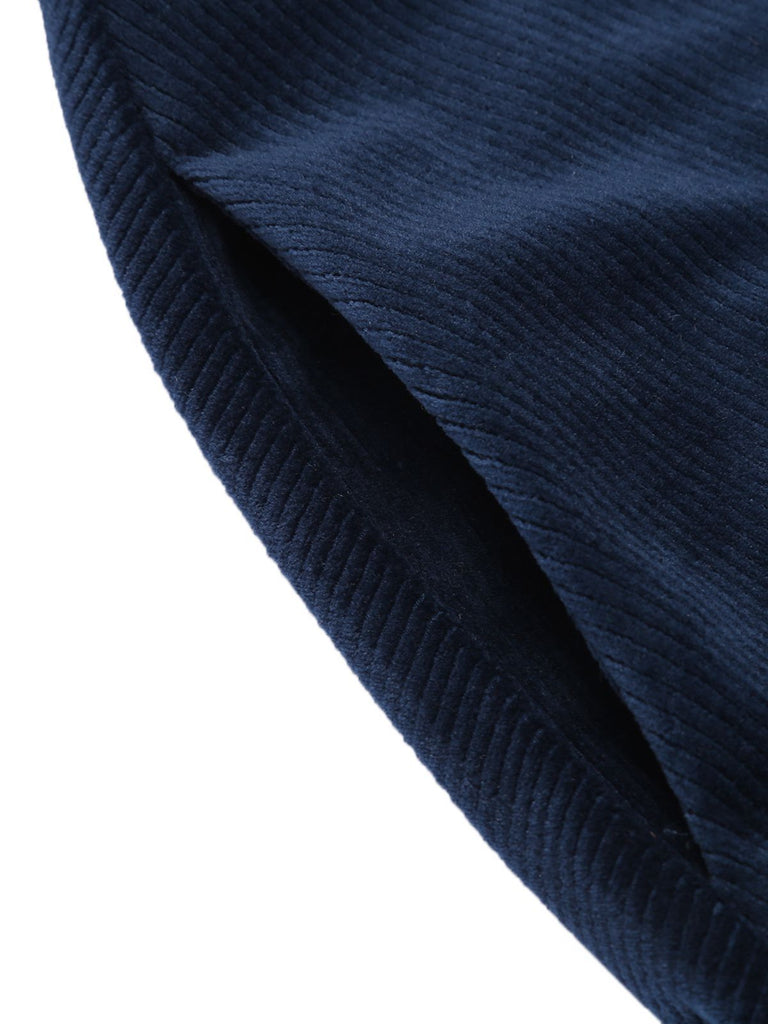 Cappotto lungo in velluto blu navy anni '50