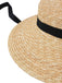 Cappello in rafia intrecciata con nastro nero