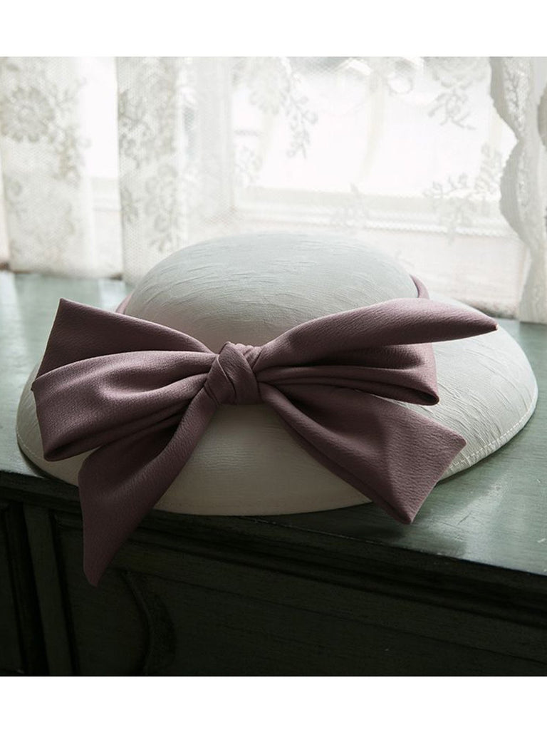 Cappello da sposa Retrò con fiocco rosa