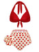 Set Bikini a pois scollo all'americana rosso anni '50