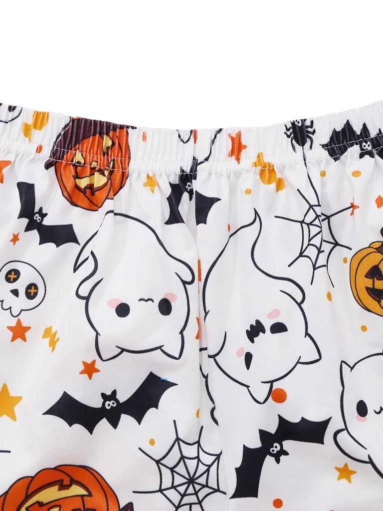 Pigiama con collare dentellato Halloween bianco anni '50