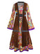 2PCS Gilet con frange e abito hippie psichedelico anni '70