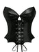 Corsetto gotico in pelle con ali di pipistrello nero anni '70