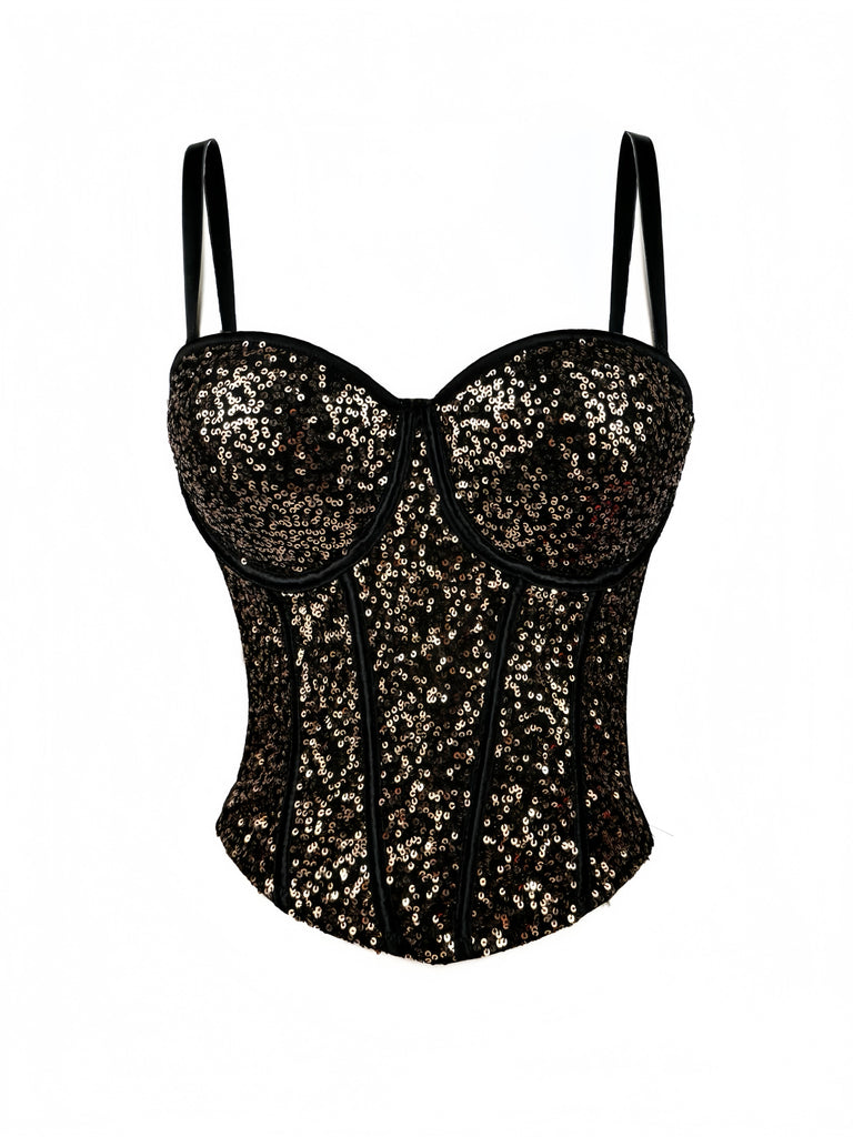 Corsetto punk con paillettes e stecche anni '80