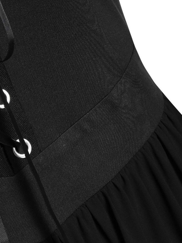 [Taglia forti] Abito in chiffon con spalline in contrasto anni '50