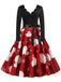 Abito con scollo a V e cintura di Babbo Natale rosso anni '50
