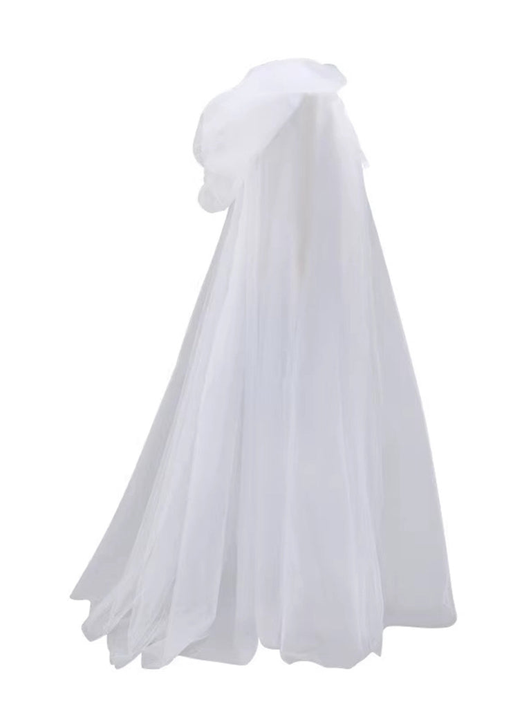Mantello gotico con cappuccio in tulle retrò Halloween