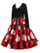 Abito con scollo a V e cintura di Babbo Natale rosso anni '50