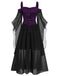 [Taglia forti] Abito in chiffon con spalline in contrasto anni '50