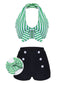 Bikini con ferretto fiocco a righe retrò verde anni '50