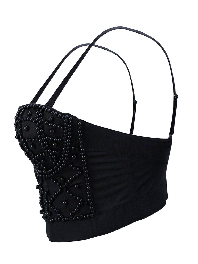 Corsetto in perle canotta a spina di pesce anni '80