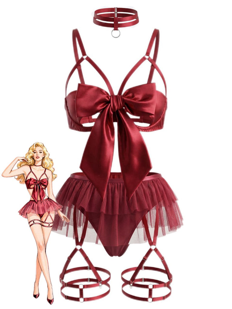 Pigiama patchwork con fiocco in rete anni '60