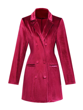 Abito blazer in velluto a maniche lunghe tinta unita anni '60