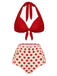 Set Bikini a pois scollo all'americana rosso anni '50