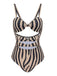Costumi intero stampa zebra ritagli marrone anni '50