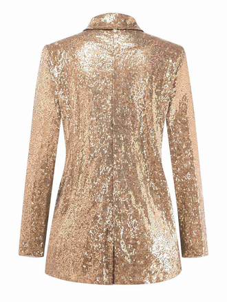 Giacca in paillettes a maniche lunghe con revers champagne anni '70