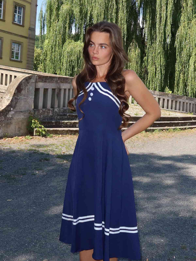 Vestito svasato blu navy anni '50