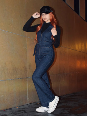 [Prevendita] Tuta lunga svasata in denim cotone blu anni '70