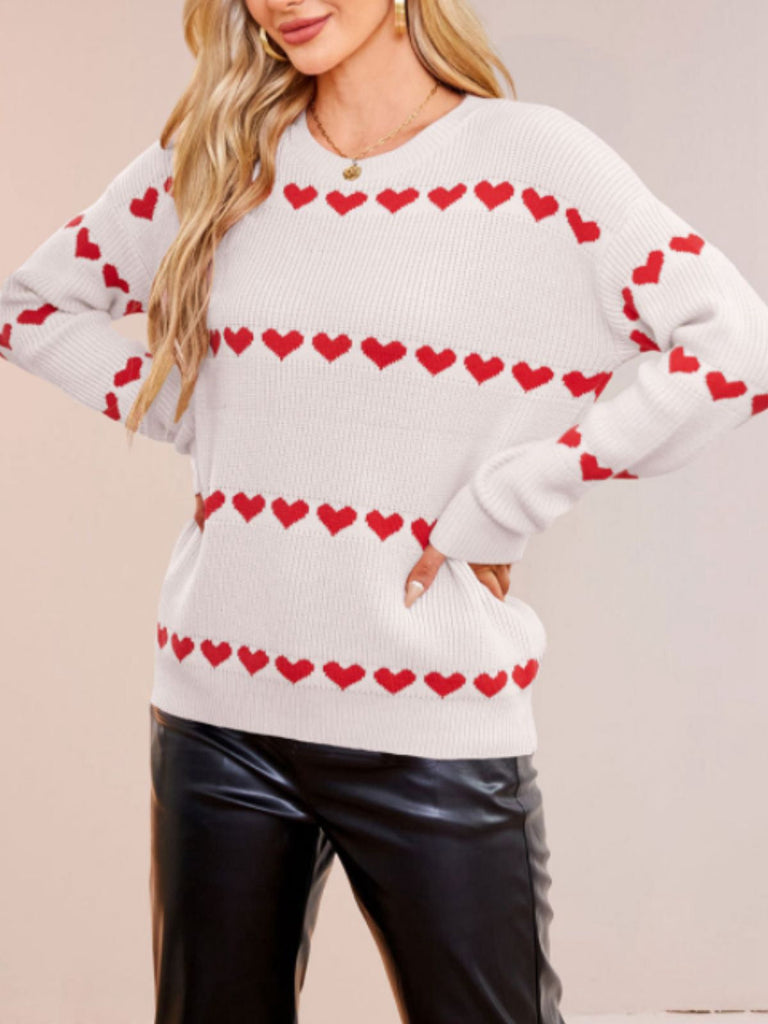 Maglione a maglia a forma di cuore San Valentino anni '40