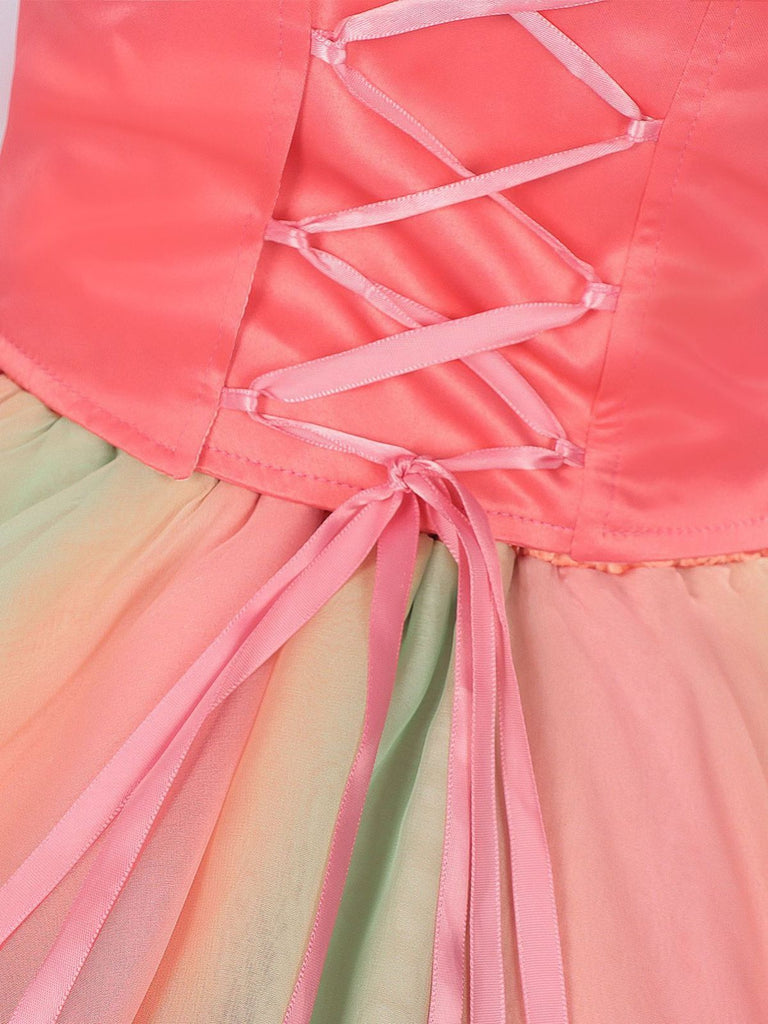 2PCS Top e gonna Glinda della strega cattiva rosa anni '70