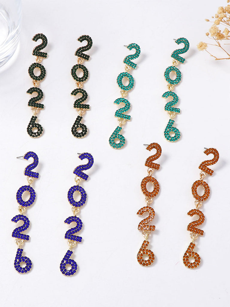 Orecchini pendenti con strass 2026 colorati per Capodanno