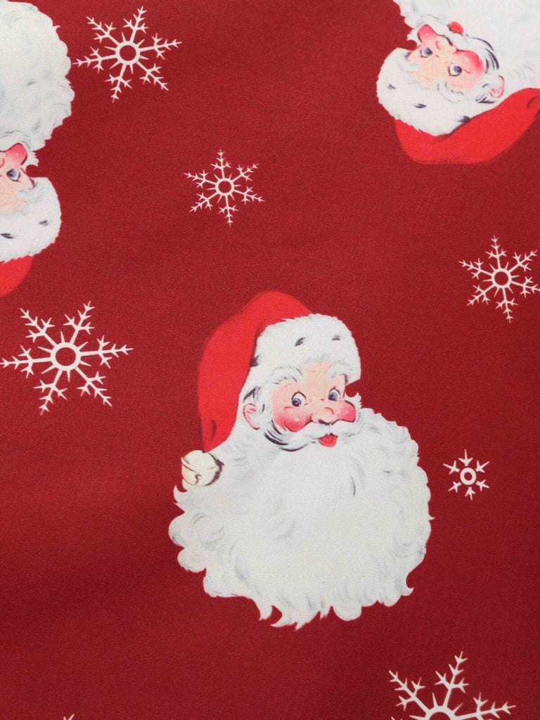 Abito con scollo a V e cintura di Babbo Natale rosso anni '50