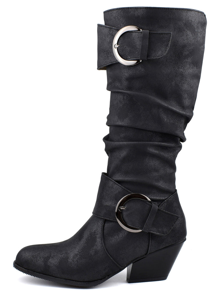 stivali alti cowboy in stile western con fibbia vintage