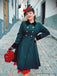 Cappotto con bottoni tinta unita verde scuro anni '50