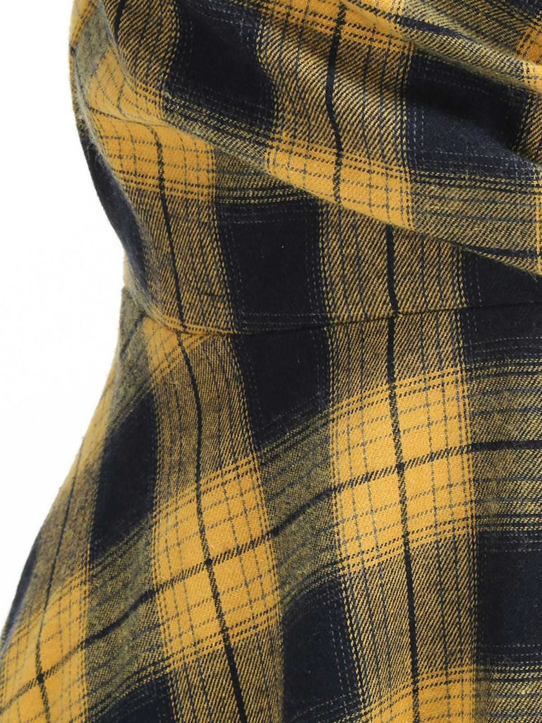 Abito a ruota a quadri con scollo a V anni '50