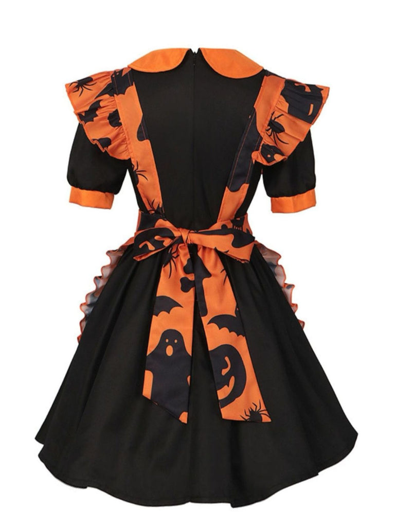 Abito con volant a forma di zucca fantasma Halloween anni '50