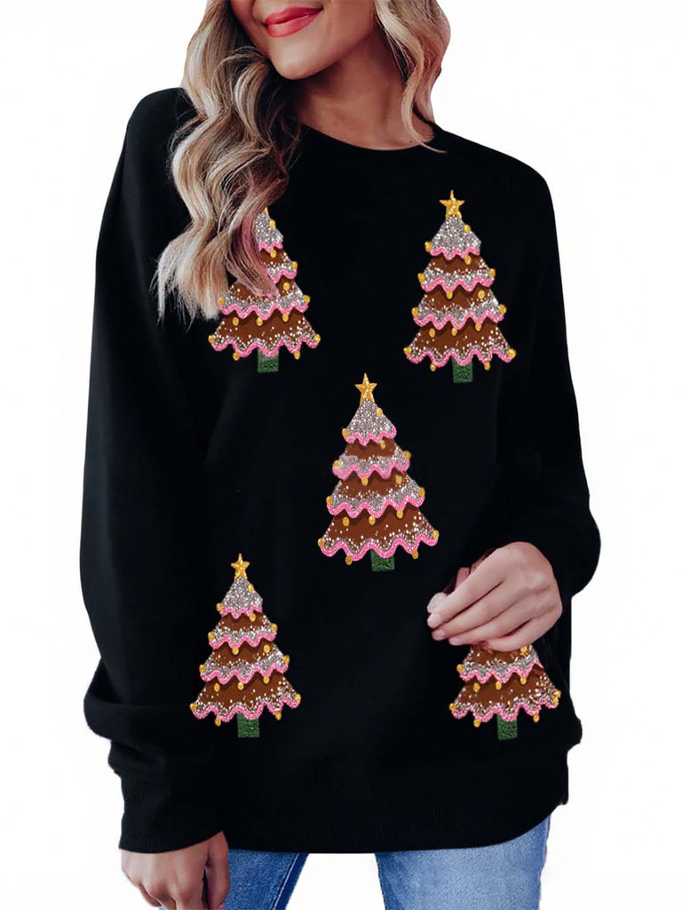 Maglione con paillettes a forma di albero di Natale anni '80