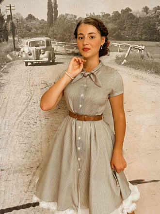 Abito piccolo plaid a quadri marrone anni '40