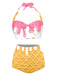 Bikini cono gelato con scollo all'americanae bianco anni '70