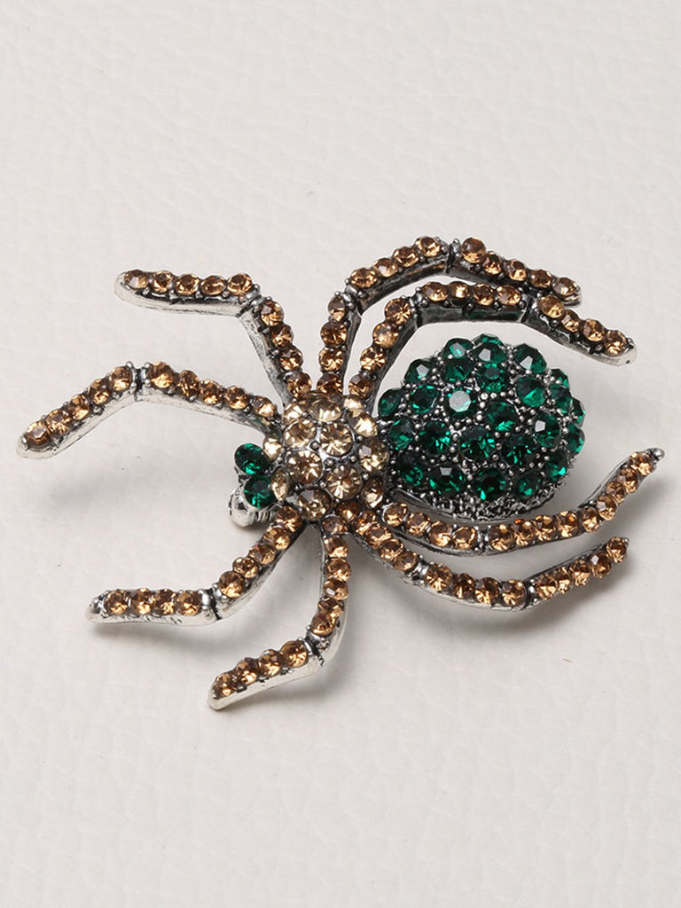 Spilla retrò con strass a forma di ragno di Halloween