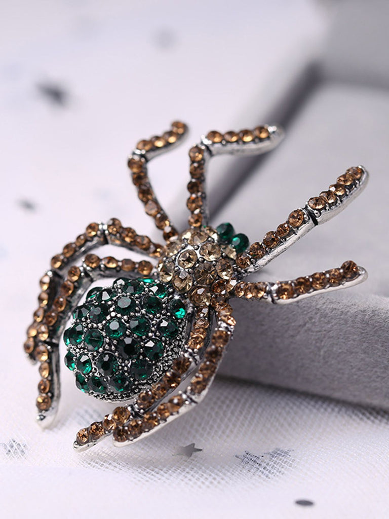 Spilla retrò con strass a forma di ragno di Halloween