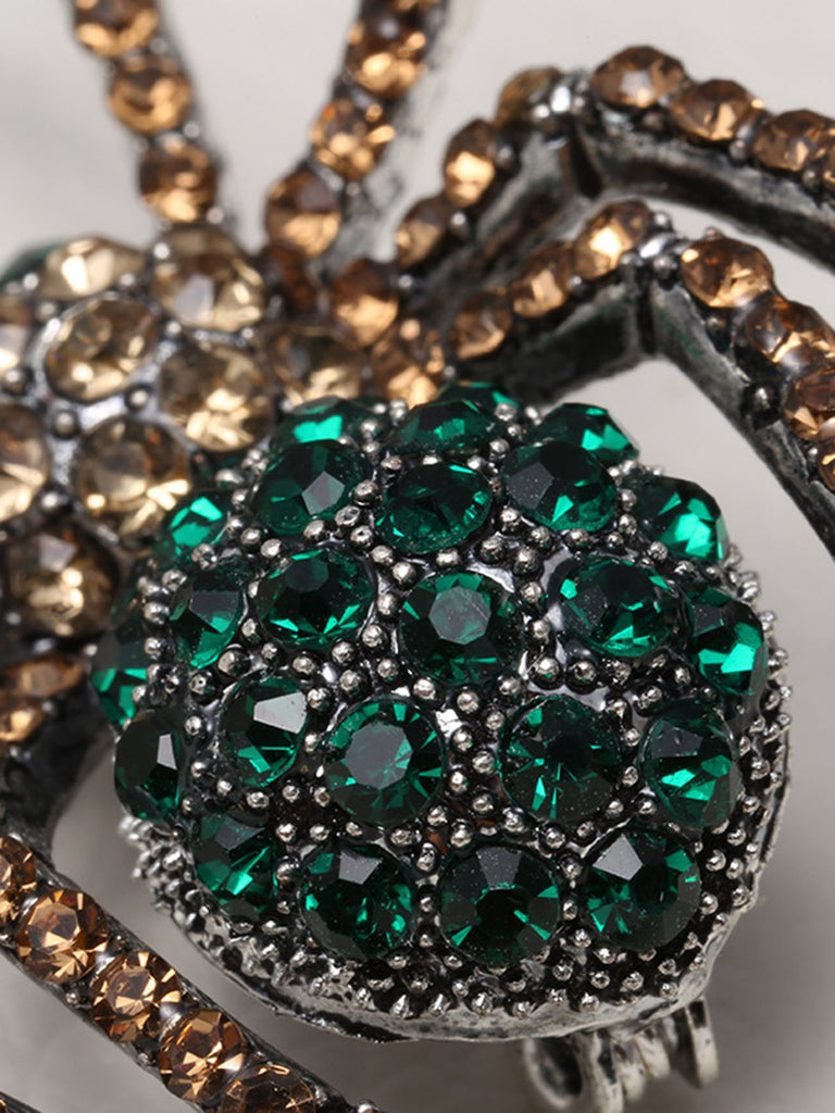Spilla retrò con strass a forma di ragno di Halloween