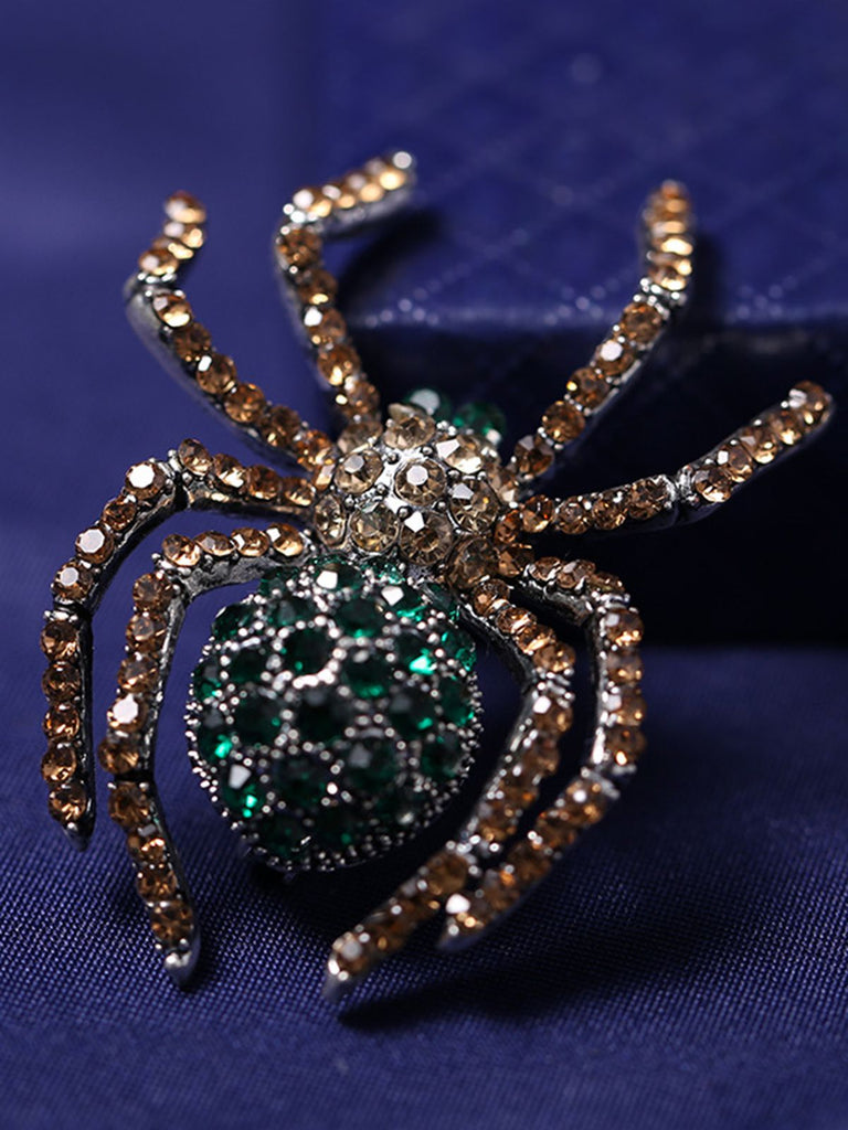 Spilla retrò con strass a forma di ragno di Halloween