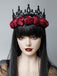 Cerchietto con corona di rose nero e rosso Halloween