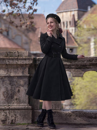 Cappotto aderente con revers in tinta unita anni '50