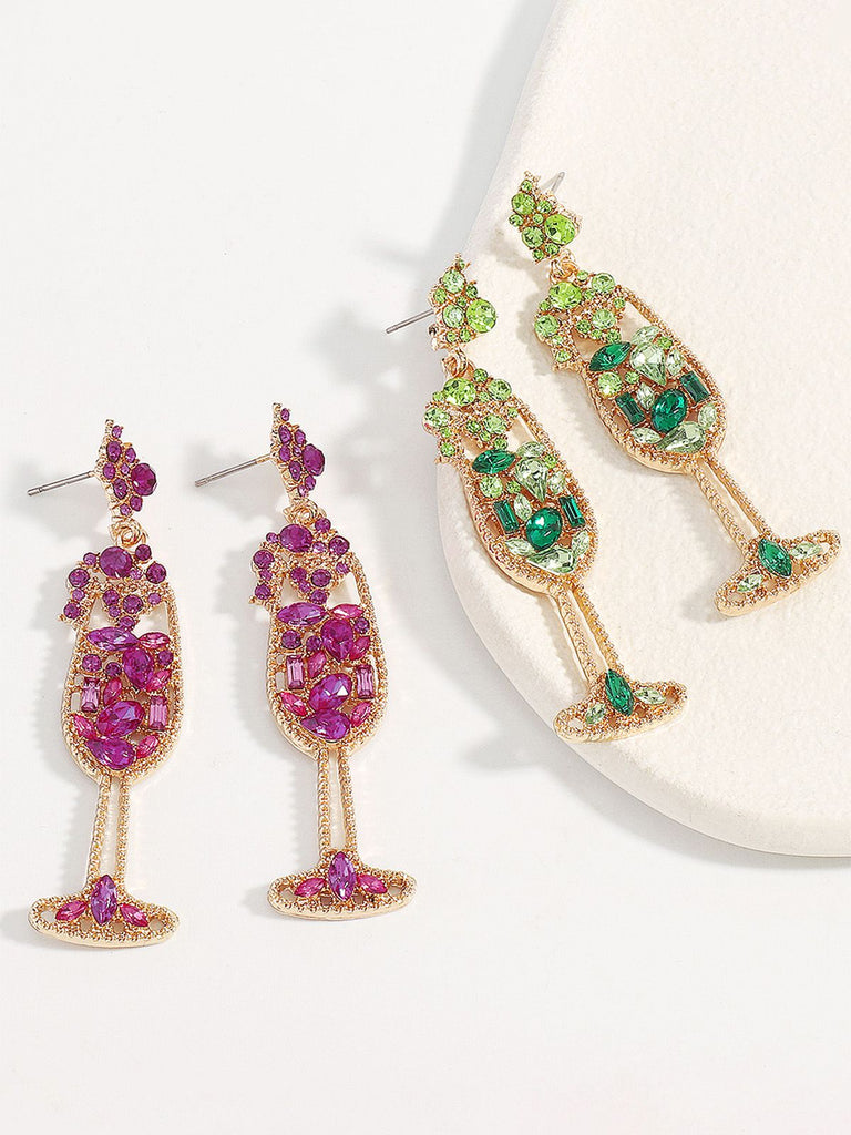 Orecchini con gemme di perle in vetro di champagne