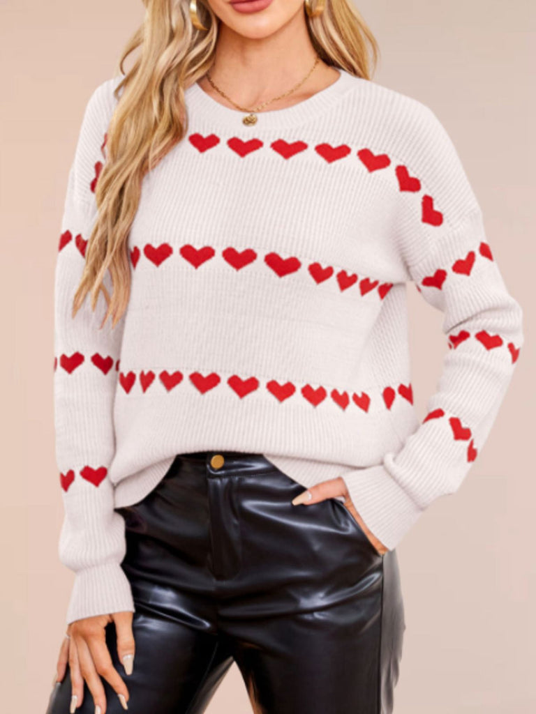 Maglione a maglia a forma di cuore San Valentino anni '40