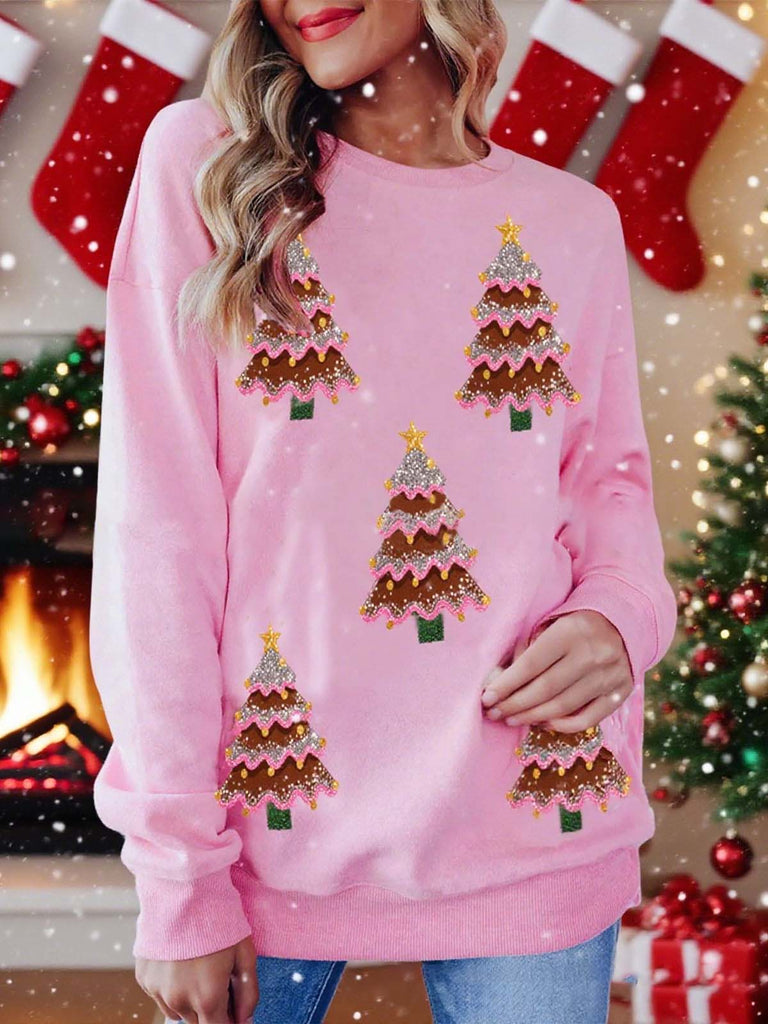 Maglione con paillettes a forma di albero di Natale anni '80
