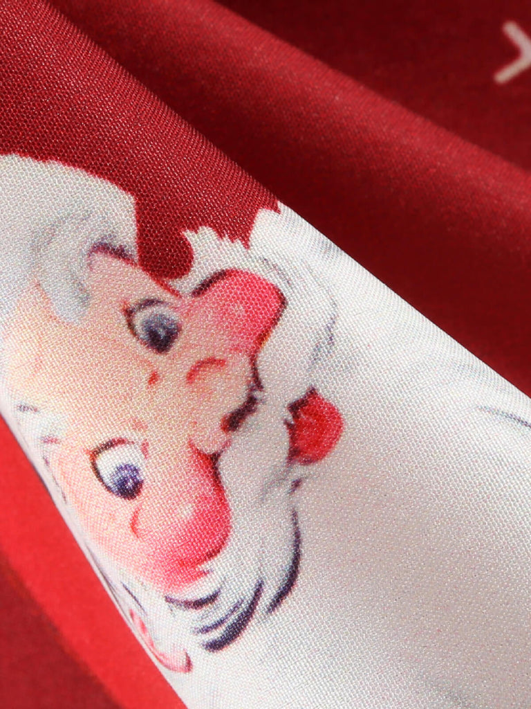 Abito con scollo a V e cintura di Babbo Natale rosso anni '50