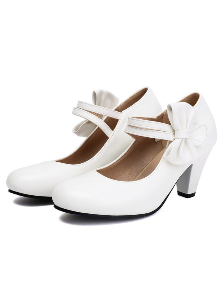 Scarpe con tacco alto in pelle con cinturino a fiocco