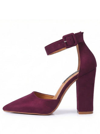 Décolleté con tacco alto cinturino alla caviglia in pelle scamosciata